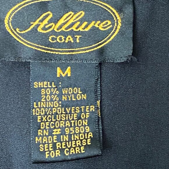 Allure Jacket Women's M Black Embroidered Applique Wool Blend Coat Paisley Fall - Picture 3 of 13